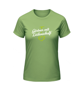 Baumwoll-T-Shirt f�r Damen 'G�rtner mit Leidenschaft' pistaziengr�n