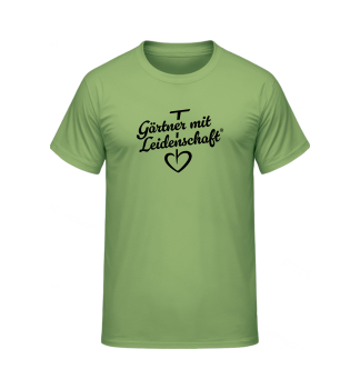 Baumwoll-T-Shirt f�r Herren 'G�rtner mit Leidenschaft' pistaziengr�n