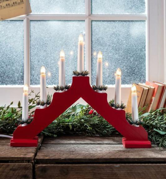MAGICHOME WEIHNACHTSKERZE, 7 LEDs, warmwei, 39x31 cm, rot