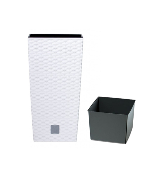 Blumentopf RATO RATAN quadratisches Set WEISS 26,5 x 50 cm