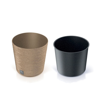Blumentopf FURU RUND NIEDRIG ko-Holz naturo 25 x 24,7 cm