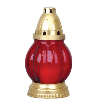 Grabkerze GRAVE rotes Glas, 20 cm