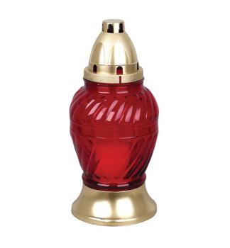 Grabkerze GRAVE rotes Glas, 24,5 cm