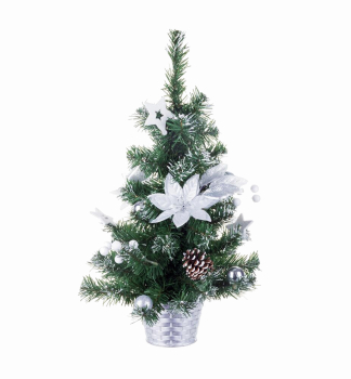 Kleiner Baum MAGICHOME WEIHNACHTEN, dekoriert, silber, 50 cm