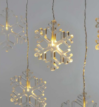 LED-Weihnachtsvorhang - SCHNEEFLOCKEN, 84 cm, innen, warmwei
