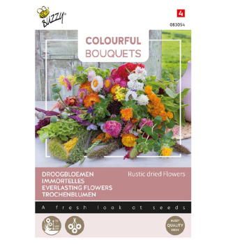 Samen - COLOURFUL TROCHENBLUMEN  RUSTIC DRIED FLOWERS