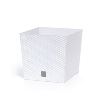 Blumentopf RATO RATAN quadratisch niedrig WEISS 26 x 26 cm