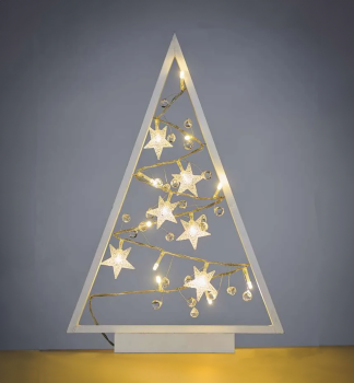 LED-WEIHNACHTSBAUM mit Dekorationen, 40 cm, 15 LEDs, 2xAA, Innenbereich, Warmwei, Timer