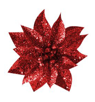 Dekoration WEIHNACHTEN, Blume mit Clip, rot, 9 cm, 6 St./Packung