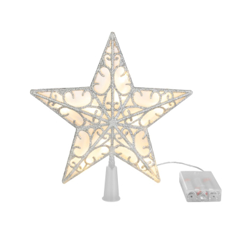 LED STERN MAGICHOME WEINACHTEN, 10 warmweie LEDs, 25 cm, 2xAA, Timer