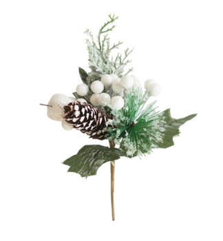 Weihnachtszweig MAGICHOME, Baumzapfen, Wei, 21 cm