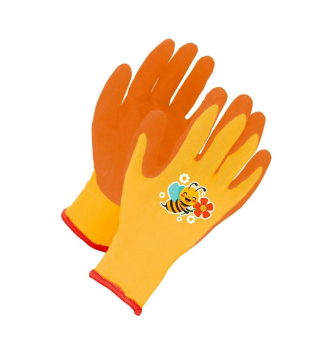 Mdchen Gartenhandschuhe mit Biene, orange, Gr. 6