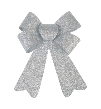 Dekoration WEIHNACHTEN, Schleife, Silber, 13x21 cm