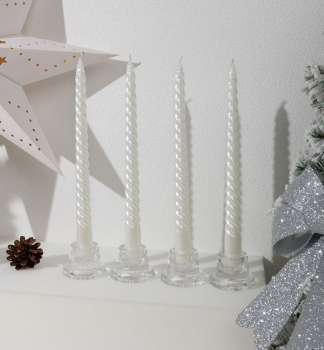 Kerze MAGICHOME WEIHNACHTEN, 25 cm, 4 St./Packung, wei, Spirale