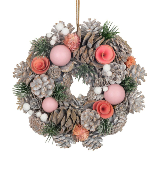 WEIHNACHTSKRANZ MAGICHOME, hngend, rosa-orange, 25 cm