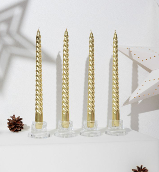 Kerze MAGICHOME CHRISTMAS, 25 cm, 4 St./Packung, gold,  Spirale