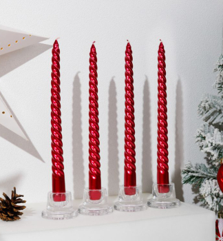 Kerze MAGICHOME CHRISTMAS, 25 cm, 4 St./Packung, rot, Spirale