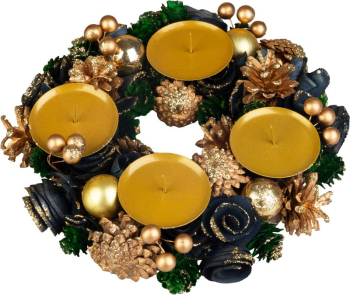 ADVENTSKRANZ MAGICHOME, grn-blau-gold, 25 cm