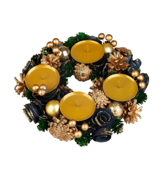 ADVENTSKRANZ MAGICHOME, grn-blau-gold, 25 cm