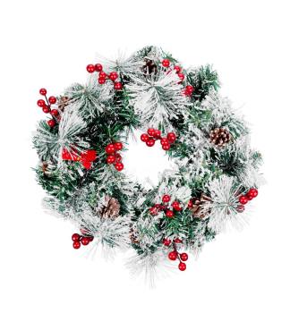 LED-Weihnachtskranz, natur, 20 LEDs, warmwei, 3xAA, 30 cm