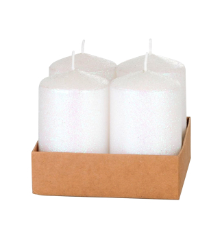 Kerze CHRISTMAS, 4x6 cm, wei, 4 Stck in einer Packung