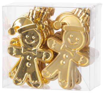 Dekoration MAGICHOME 12 Stck, 8 cm, Lebkuchenmann, gold