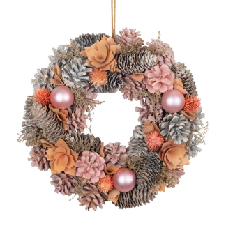 WEIHNACHTSKRANZ MAGICHOME, hngend, rosa-orange, 30 cm