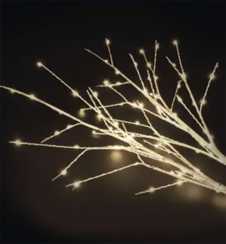 LED-Dekoration 2x Birkenzweig, 60 cm, 3xAA, warmwei, Timer