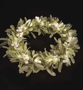 LED Dekoration - Mistelkranz, 3x AA, warmwei, Timer