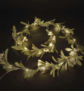 LED Weihnachtsgirlande - Mistelzweig, 1,5 m, 3x AA, Indoor, warmwei, Timer