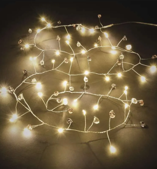 LED Weihnachtsgirlande - Strass, 1,2 m, 3x AA, Indoor, warmwei, Timer