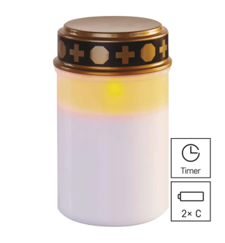 LED KERZE, 12,5 cm, 2x C, Outdoor und Indoor, Vintage, Timer