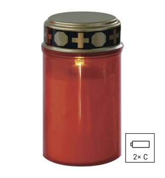 LED KERZE, 12,5 cm, 2x C, Outdoor und Indoor, warmwei, Timer, Sensor