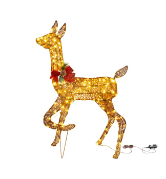 LED-Dekoration Hirschkuh CHRISTMAS, Metall/Schnur, 200 LEDs, warmwei, 0,9 m