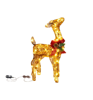 LED-Dekoration Rehkitz CHRISTMAS, Metall/Schnur, 80 LEDs, warmwei, 0,6 m