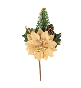 MAGICHOME WEIHNACHTS-Zweig mit Blte, goldfarben, 18 cm