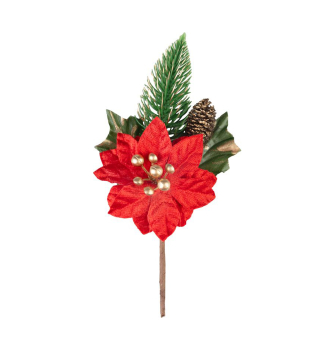 MAGICHOME WEIHNACHTS-Zweig mit Blte, rot, 18 cm