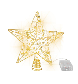 LED STERN MAGICHOME WEINACHTEN, 10 warmweie LEDs, 25 cm, 2xAA, Timer