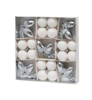 MAGICHOME WEIHNACHTSKUGELN, 21 St., Wei Silber, Mix