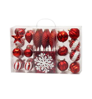 WEIHNACHTSKUGELN, 39 Stck, rot, Mix