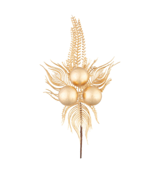 Weihnachtszweig, Pfauenfedern, Gold, 22 cm