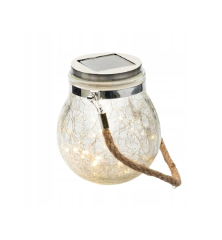 Solarlampe Kugel aus gesprungenem Glas, 12 x 12 x 14,5 cm