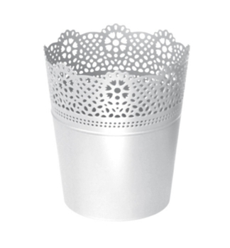 Blumentopf LACE mit Spitze WEISS 18 cm