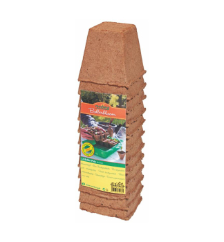 Quadratischer Torftopf 8 cm, 12 Stck in einer Packung